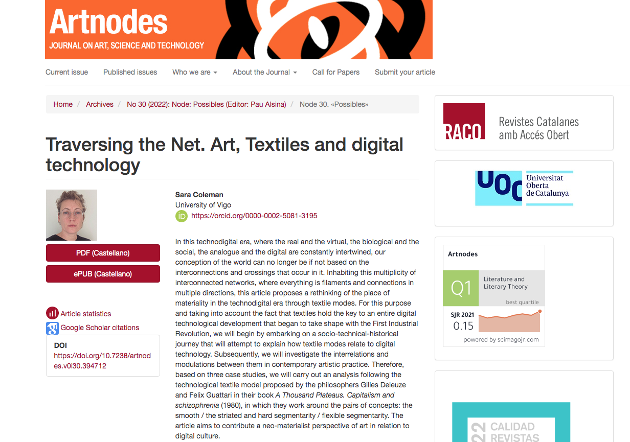 ARTNODES Journal Publication